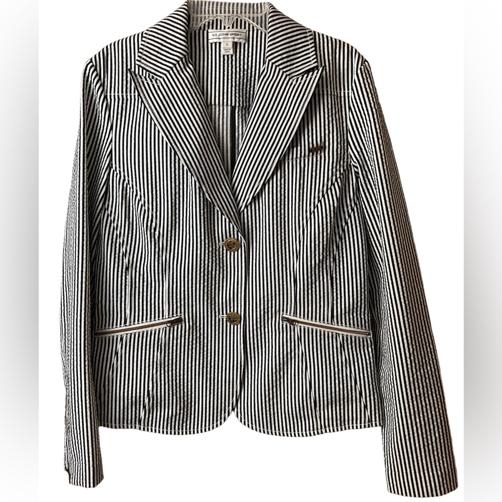 St. John Sport by Marie Gray Seersucker Blazer Size Small